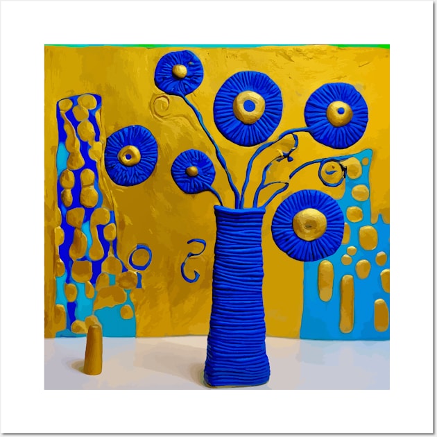 Cobalt Blue Flowers in Matching Vase Wall Art by bragova